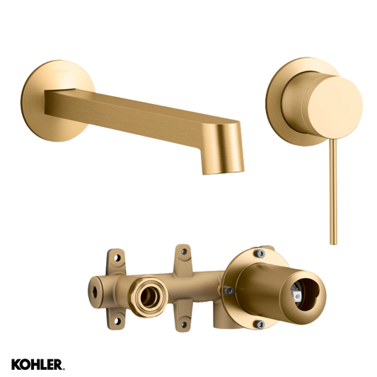 Components Wall Mount Row Basin Spout & Single Handle Pin Lever - 3 Colour Options