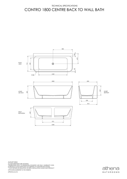 Contro Back To Wall Bath - 2 Size Options