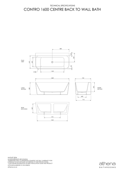 Contro Back To Wall Bath - 2 Size Options