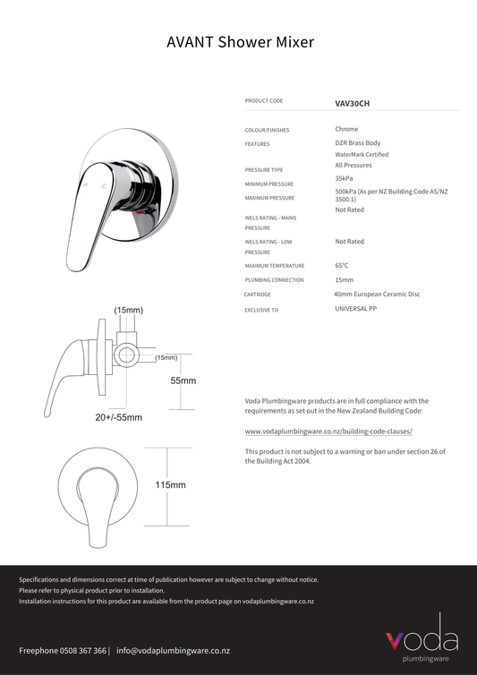 Avant  Shower Mixer - Chrome