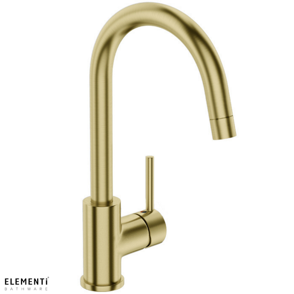Uno Gooseneck Kitchen Mixer - Brushed Brass