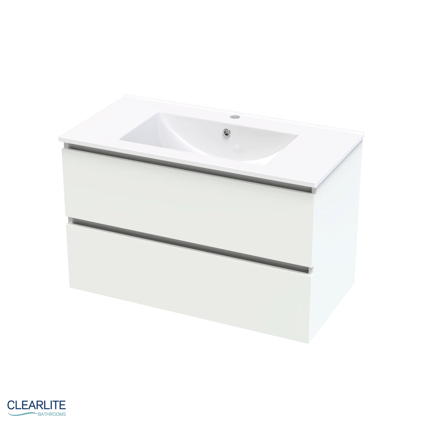 Pacific Rise Double Drawer Wall Hung Vanity - 4 Size & 3 Colour Options