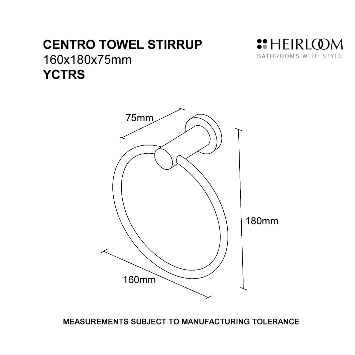 Centro Round Towel Stirrup - 2 Colour Options
