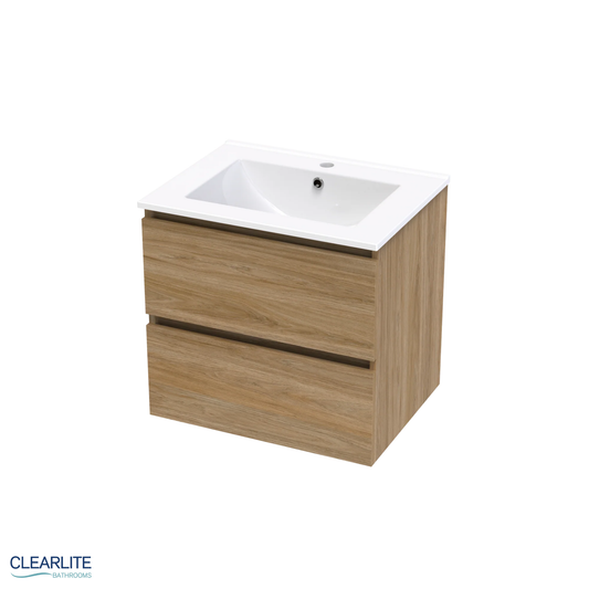 Pacific Rise Double Drawer Wall Hung Vanity - 4 Size & 3 Colour Options