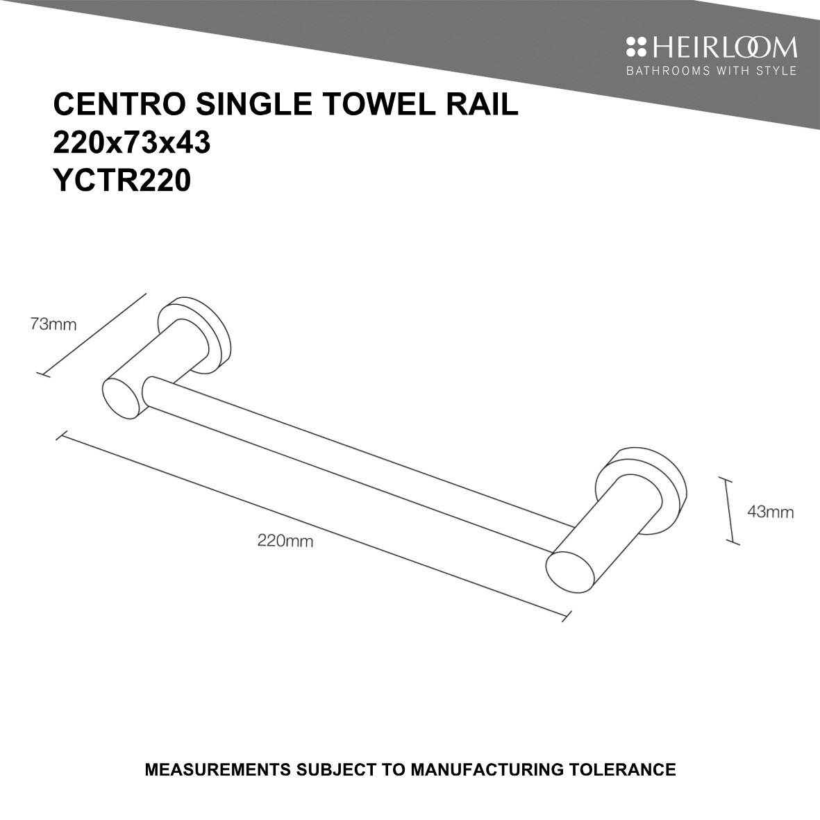 Centro Towel Rail 220mm - Chrome