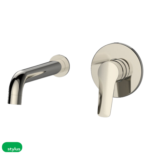 Basis R4 Wall Basin/Bath Mixer 220mm - Brushed Nickel