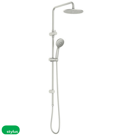 Basis Round Rail Shower with Overhead - Brushed Nickel