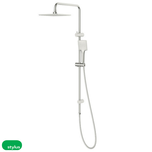 Basis Square Rail Shower with Overhead - Chrome