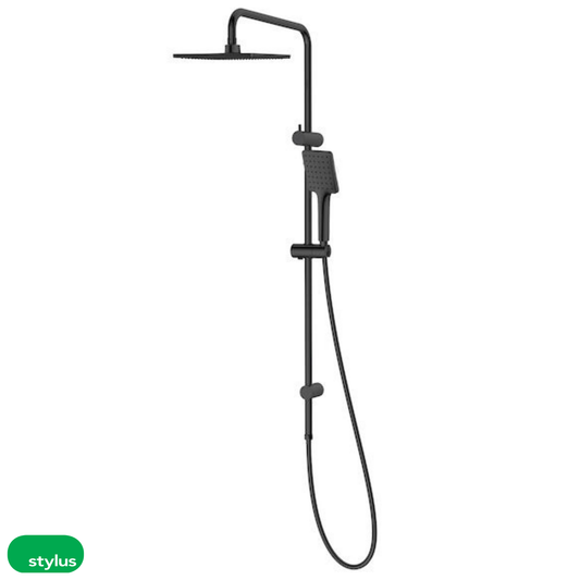 Basis Square Rail Shower with Overhead - Black