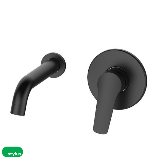 Basis R4 Wall Basin/Bath Mixer 180mm - Black