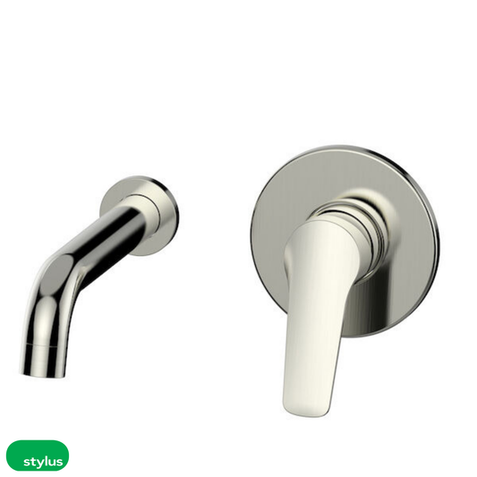 Basis R4 Wall Basin/Bath Mixer 180mm - Brushed Nickel