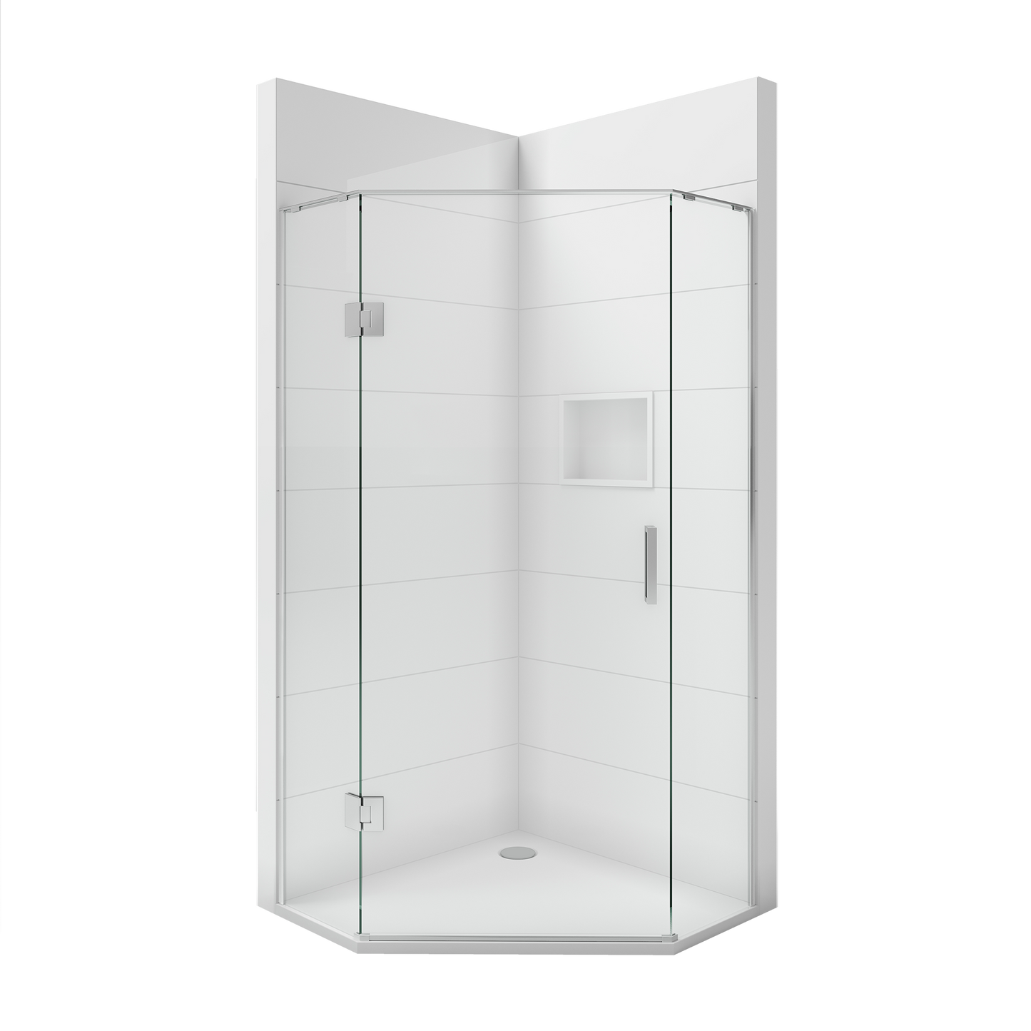 Scenic Angled Hinged Shower 1000mm x 1000mm - Chrome