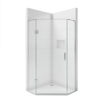 Scenic Angled Hinged Shower 1000mm x 1000mm - Chrome