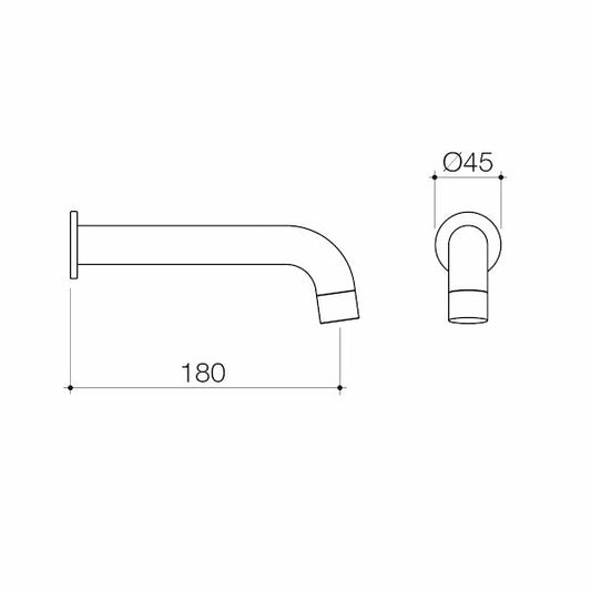 Basis Wall Basin/Bath Outlet 180mm - Brushed Nickel