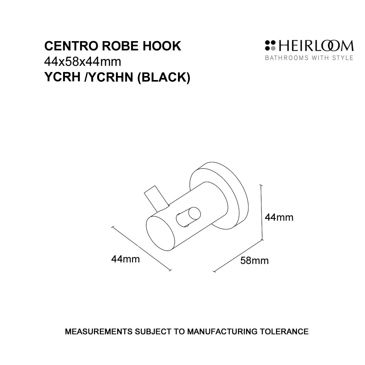 Centro Robe Hook - 2 Colour Options