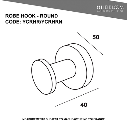 Centro Round Robe Hook - 2 Colour Options