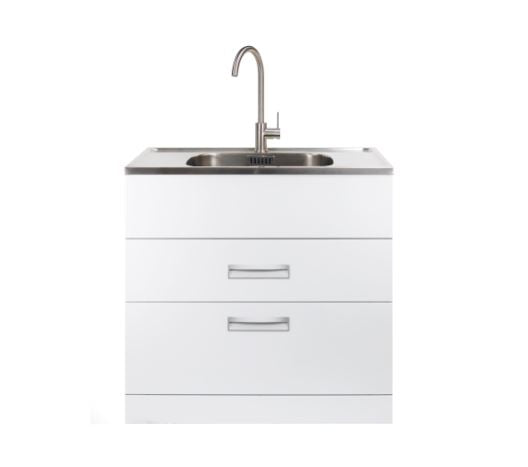 AQUATICA STUDIO LAUNDRY TUB 900MM, DRAWER MODEL WITH BRUSHED GOOSENECK MIXER