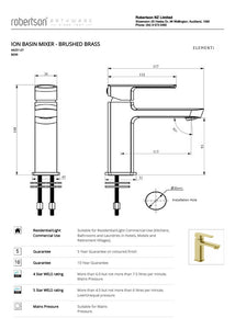 ELEMENTI ION BASIN MIXER - BRUSHED BRASS