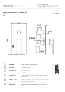 ELEMENTI ION DIVERTER MIXER - GUNMETAL