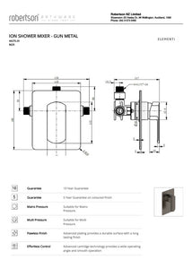 ELEMENTI ION SHOWER MIXER - GUNMETAL