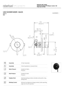 ELEMENTI UNO SHOWER MIXER - BLACK