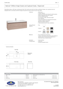 ENGLEFIELD VALENCIA WALL HUNG 1200MM SINGLE DRAWER & CUPBOARD VANITY - 3 COLOURS