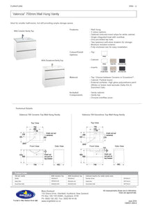 ENGLEFIELD VALENCIA WALL HUNG  750MM DOUBLE DRAWER VANITY - 3 COLOURS