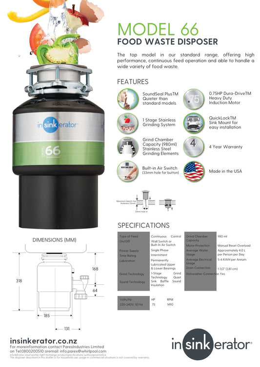 Model 66 Food Waste Disposer