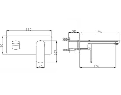 Ion Wall Mounted Basin/Bath Mixer - Brushed Brass