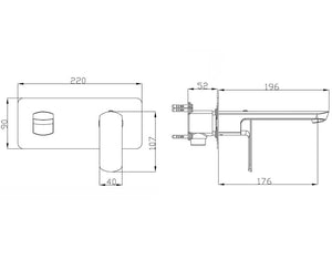 Ion Wall Mounted Basin/Bath Mixer - Brushed Nickel