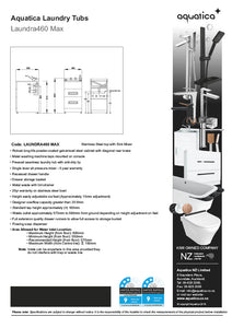 AQUATICA LAUNDRY TUB 460MM, DRAWER MODEL