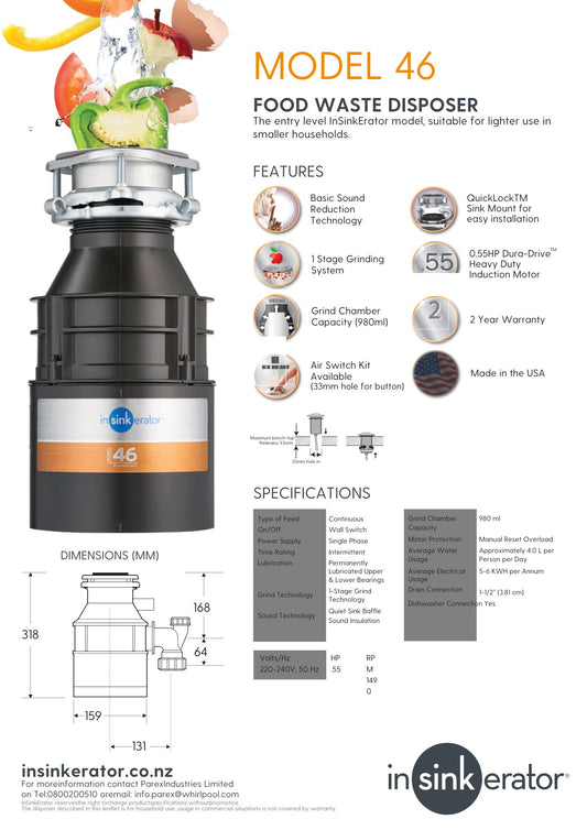 Model 46 Food Waste Disposer