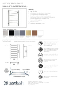 NEWTECH QUADRO HEATED TOWEL RAIL 800X450MM CHROME