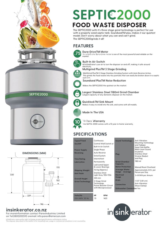 Septic 2000 Food Waste Disposer