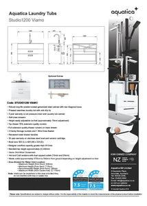 AQUATICA STUDIO LAUNDRY TUB 1200MM, DRAWER MODEL WITH BRUSHED GOOSENECK MIXER