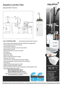 AQUATICA STUDIO LAUNDRY TUB 360MM, DOOR MODEL WITH BRUSHED GOOSENECK MIXER