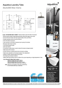 AQUATICA STUDIO LAUNDRY TUB 560MM, DRAWER MODEL WITH BRUSHED GOOSENECK MIXER