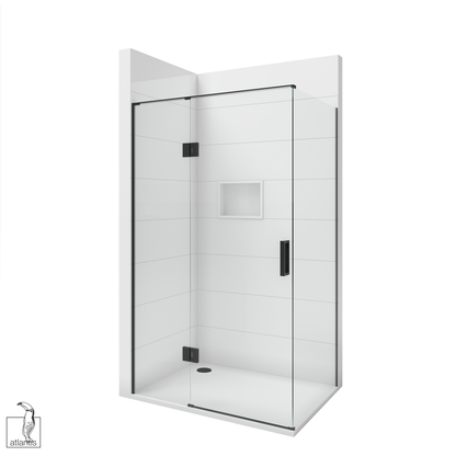 Scenic 2-Sided Hinged Shower 1200mm x 900mm Left Hand - Matte Black