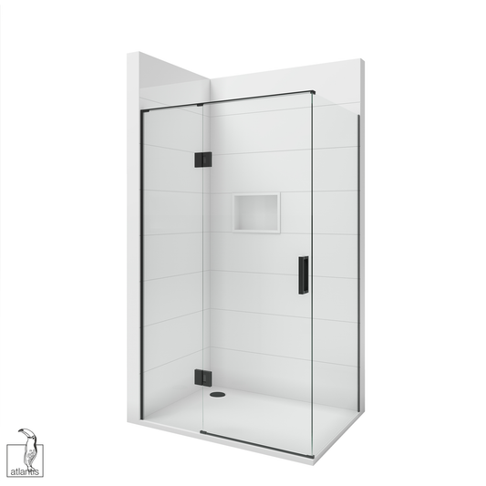 Scenic 2-Sided Hinged Shower 1200mm x 900mm Left Hand - Matte Black