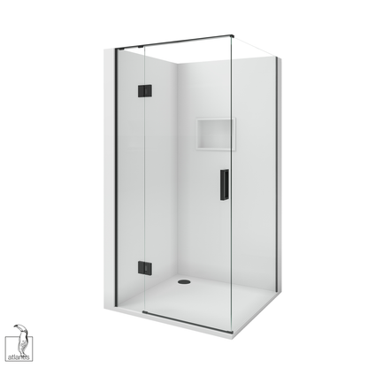 Scenic 2-Sided Hinged Shower 900mm x 900mm - Matte Black