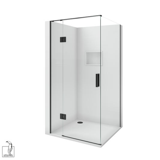 Scenic 2-Sided Hinged Shower 1000mm x 1000mm - Matte Black