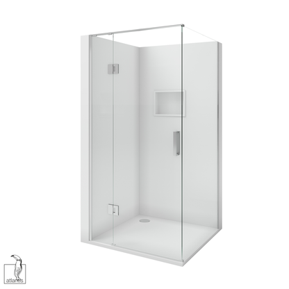Scenic 2-Sided Hinged Shower 1000mm x 1000mm - Chrome