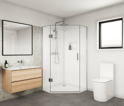 Scenic Angled Hinged Tiled Shower 900mm x 900mm - Chrome