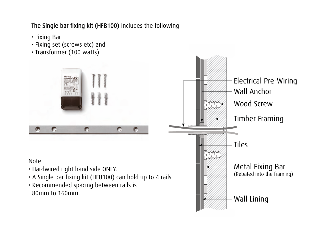 Single Bar Fixing Kit – Tranquillity Heated Bars