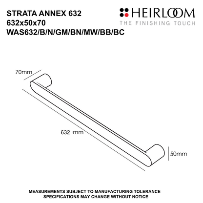 Strata Annex Single Bar Towel Warmer 632mm - 8 Colour Options