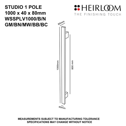 Studio 1 Pole Towel Warmer 1000mm - 8 Colour Options