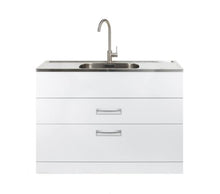 Load image into Gallery viewer, AQUATICA STUDIO LAUNDRY TUB 1200MM, DRAWER MODEL WITH BRUSHED GOOSENECK MIXER
