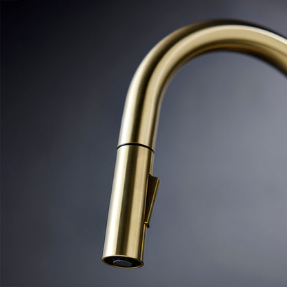 Uno Gooseneck Kitchen Mixer with Pull Out Spray - Brushed Nickel