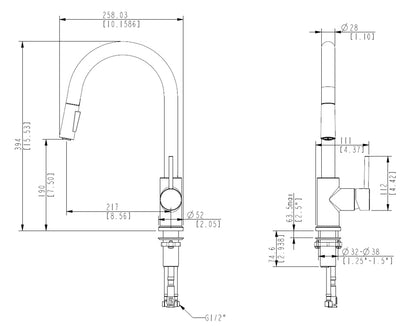 Uno Gooseneck Kitchen Mixer with Pull Out Spray - Brushed Nickel