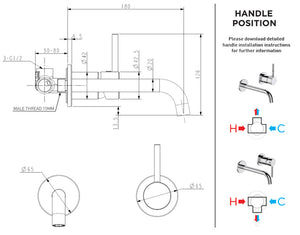 Elementi Uno Wall Mounted Basin/Bath Mixer - Chrome